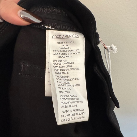 Good American Good Legs Straight Jeans Black - Picture 6 of 8